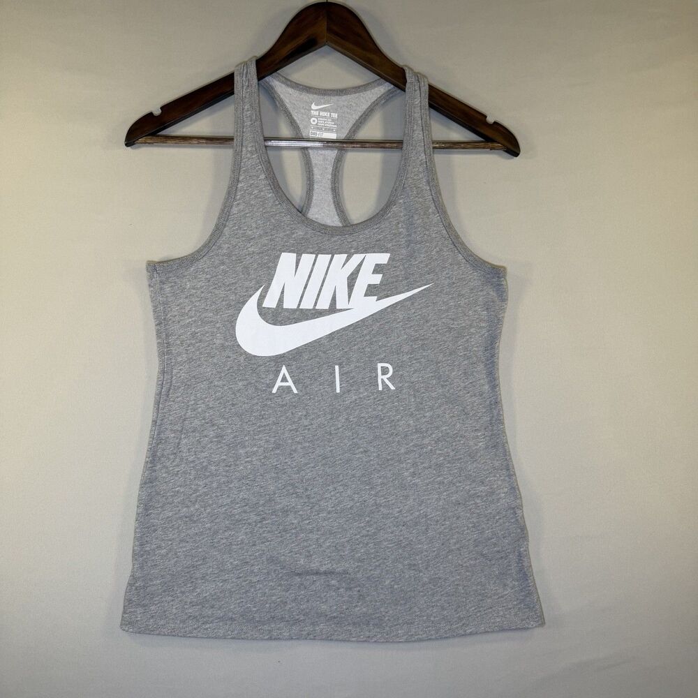 The Nike Tee Air Tank Top Womens Size M Gray Sleeveless Dri Fit Athletic Cut